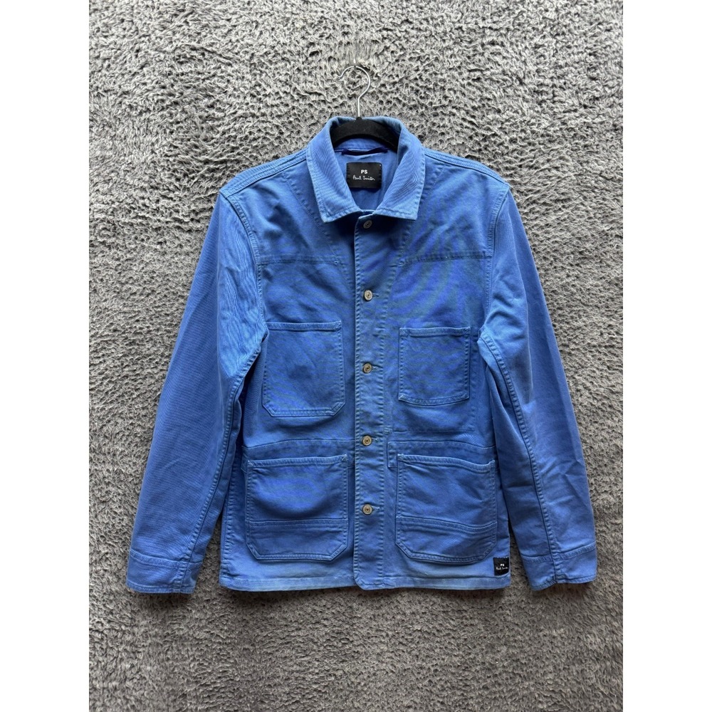 Paul Smith PS Cotton Blend Twill Workwear Utility Chore Jacket Blue Mens Size S